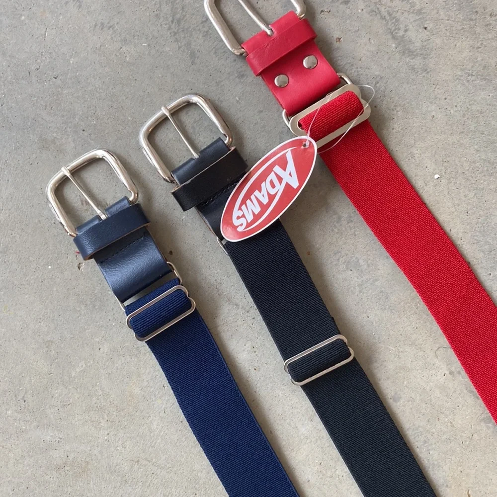 5/$25 set of 3 elastic adjustable belts red black blue. Size 7-12 adjusts.